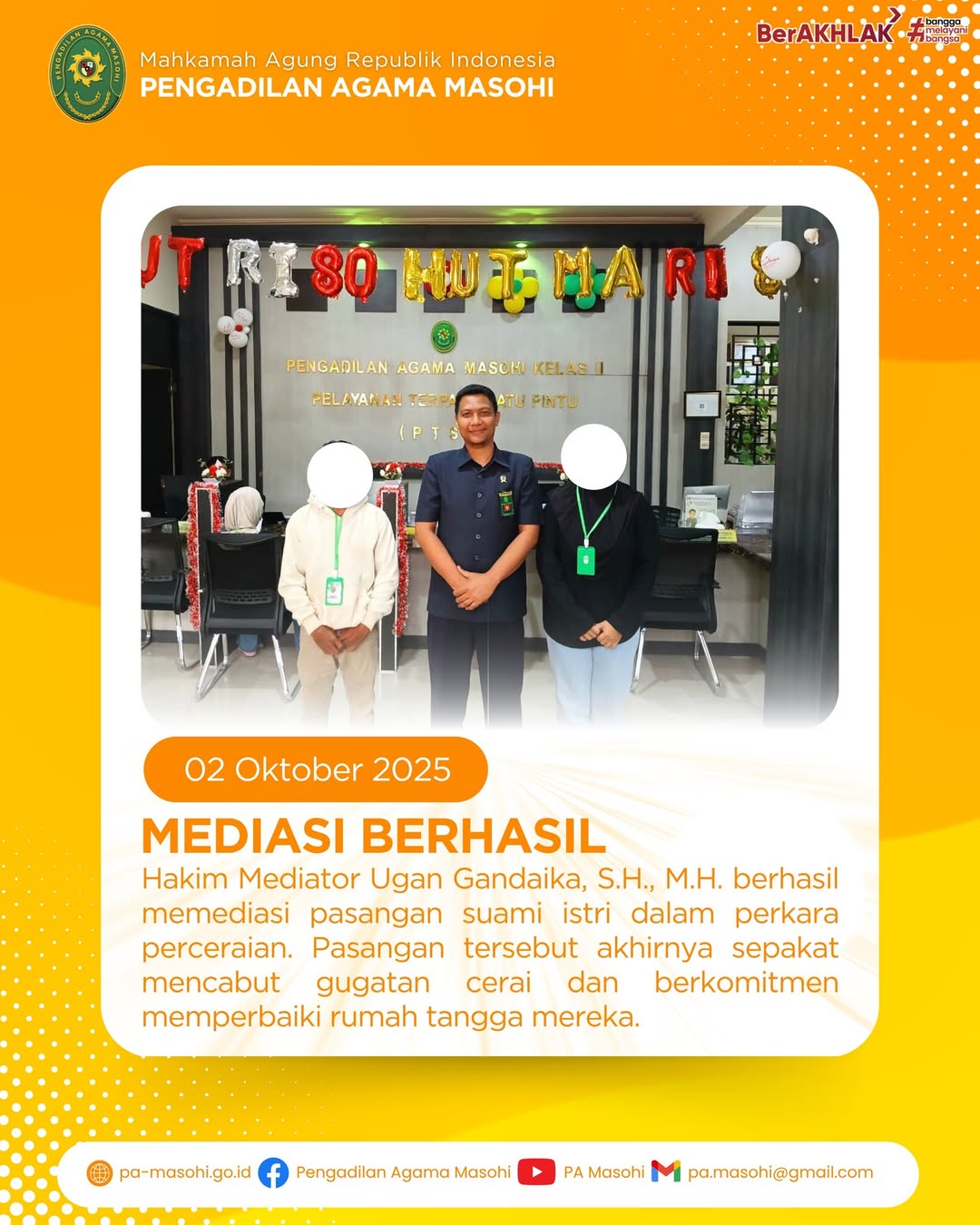 Masohi 02 Oktober 2025 Wakil Ketua Pengadilan Agama Masohi Ugan Gandaika S.H. M.H. yang j