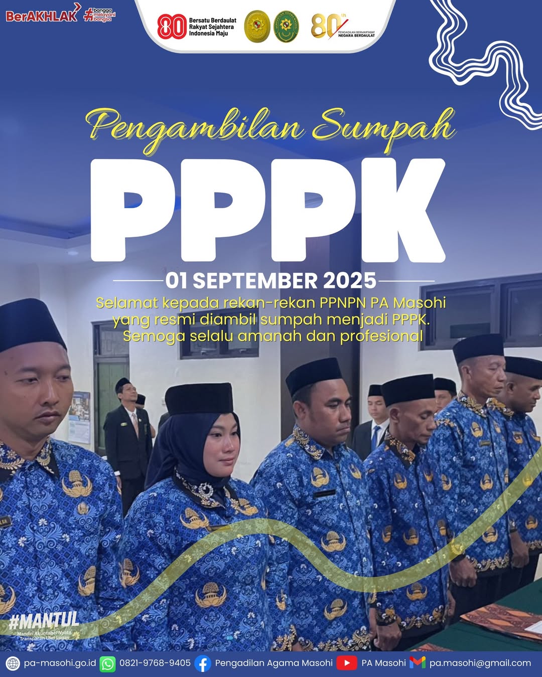 Masohi 01 September 2025 Pengadilan Agama Masohi melaksanakan pengambilan sumpah Pegawai Peme 1