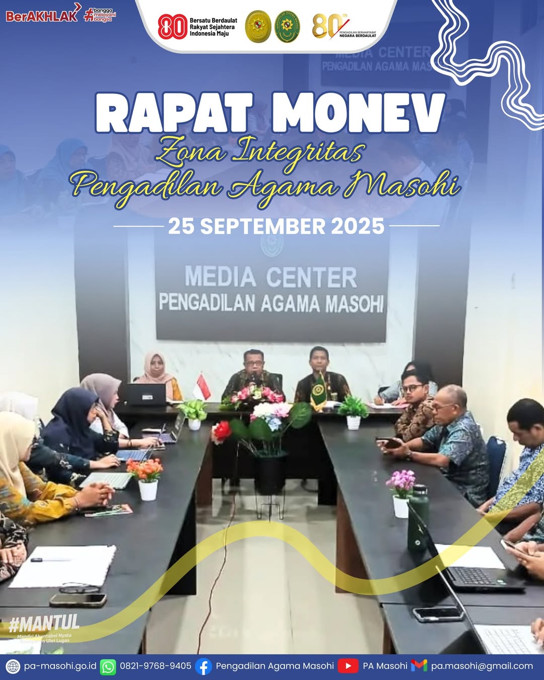 Masohi 25 September 2025 Pengadilan Agama Masohi melaksanakan rapat monitoring dan evaluasi 2