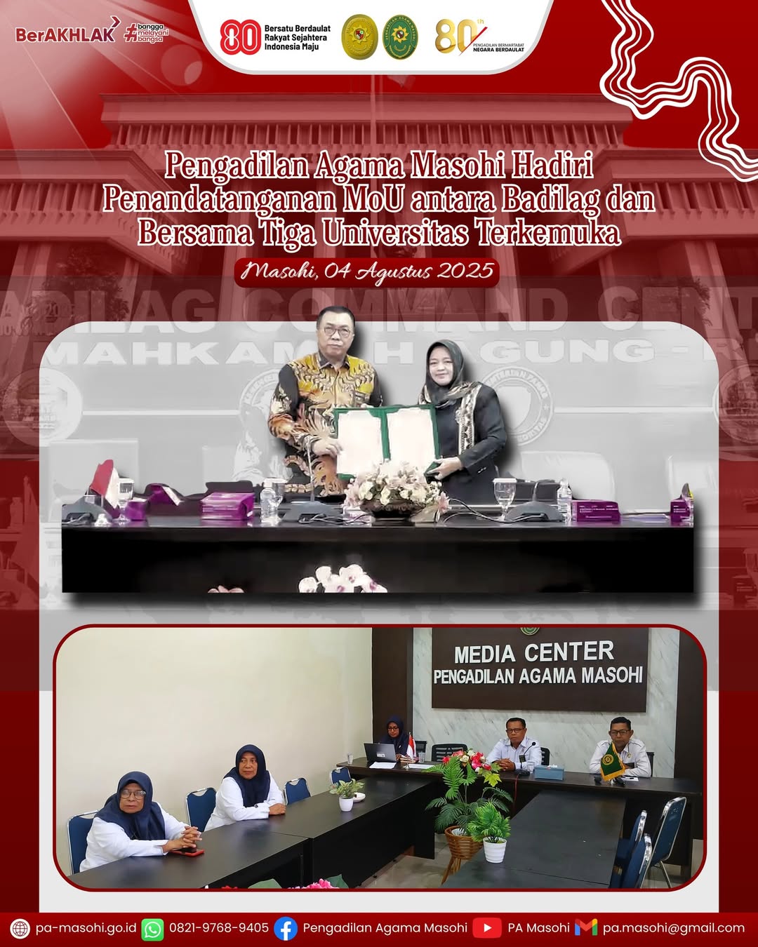 Masohi 4 Agustus 2025 Pengadilan Agama Masohi turut menghadiri kegiatan Penandatanganan Nota 