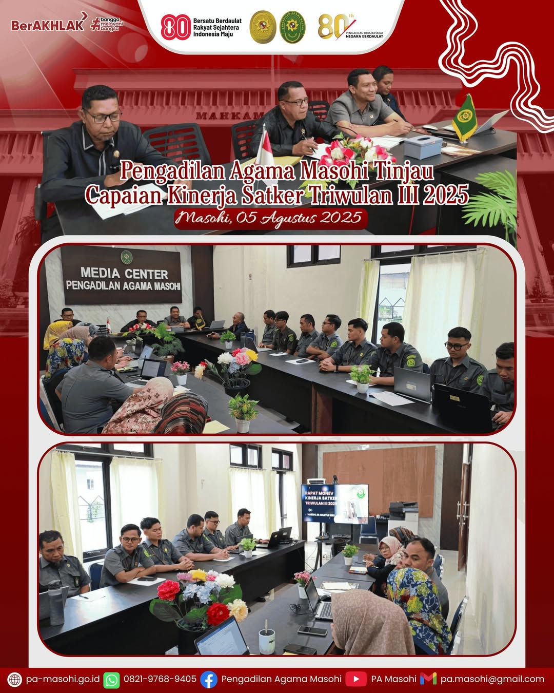 Masohi 5 Agustus 2025 Pengadilan Agama Masohi melaksanakan Rapat Monitoring dan Evaluasi Mon