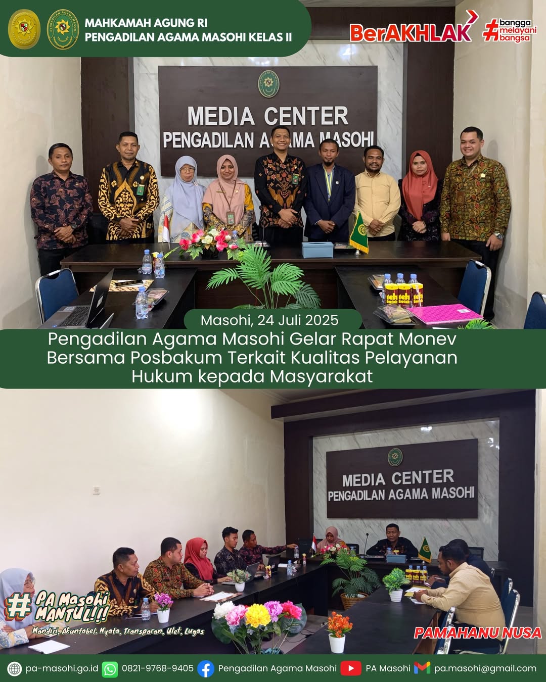 Masohi Pengadilan Agama Masohi melaksanakan rapat monitoring dan evaluasi monev bersama Peny