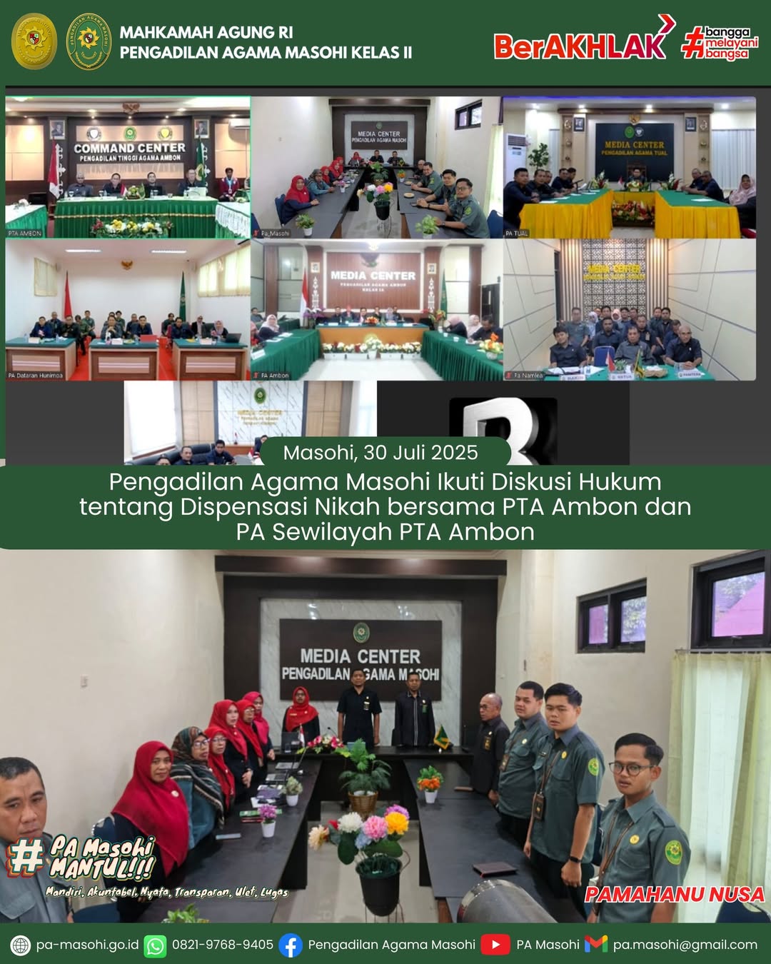 Masohi Selasa 30 Juli 2025 Pengadilan Agama Masohi turut serta dalam kegiatan Diskusi Hukum 