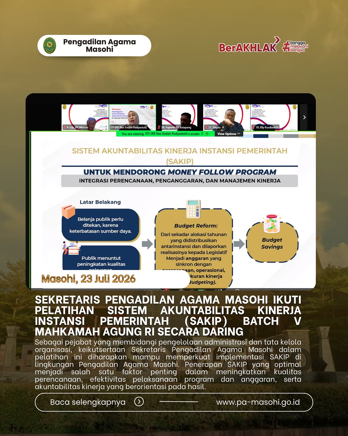 Masohi 23 Juli 2026 Sekretaris Pengadilan Agama Masohi Edy S.H.I. M.H. mengikuti Pelatiha