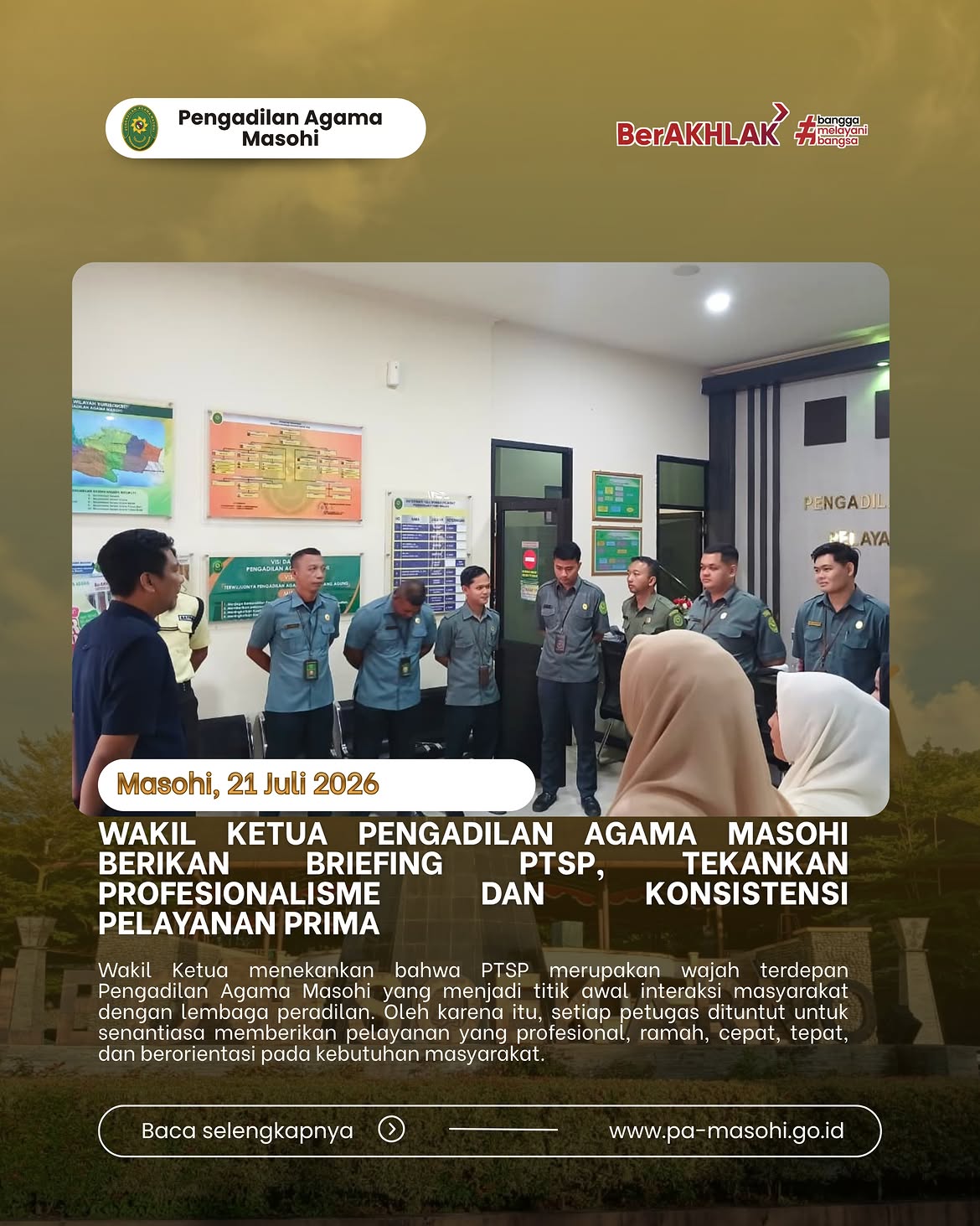 Masohi 21 Juli 2026 Pengadilan Agama Masohi kembali melaksanakan kegiatan briefing rutin Pet